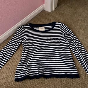 Hollister white and dark blue stripped longsleeve